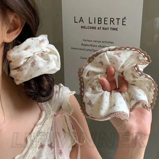 Dây buộc tóc ruột lớn - Phụ kiện tóc - Vòng tóc gấu nhỏ màu nâu - Dây buộc tóc đuôi ngựa cao - Vòng buộc tóc ren vải - Ngọt ngào, dễ thương, phong cách múa ba lê