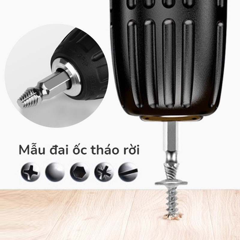 Dụng cụ nhổ răng trượt vít hai đầu， Bộ 6 Mũi Khoan， Bộ Dụng Cụ Tháo Gỡ Ốc Vít Bị Hỏng Dễ Dàng Và Tháo Gỡ Nhanh Chóng