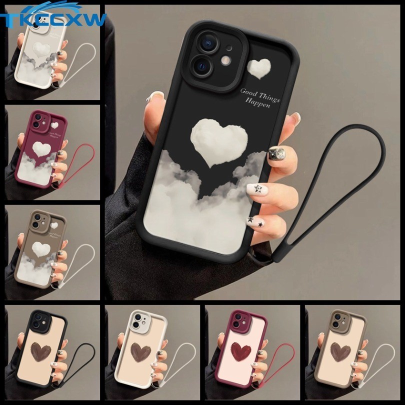 Ốp Điện Thoại + Dây Buộc Đám Mây Trái Tim Tình Yêu Cặp Đôi Dành Cho Redmi K40 K20 K30 Pro Zoom K40 Gaming K30 Ultra K40S Redmi Note 8 Pro Dễ Thương Angie Eyes Bìa Mềm
