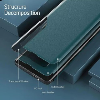 Ốp Da Cửa Sổ Clear View Sang Trọng Cho Samsung Galaxy S24 FE 23 Plus S22 Ultra S21 FE Flip Vỏ Bảo Vệ Chống Sốc