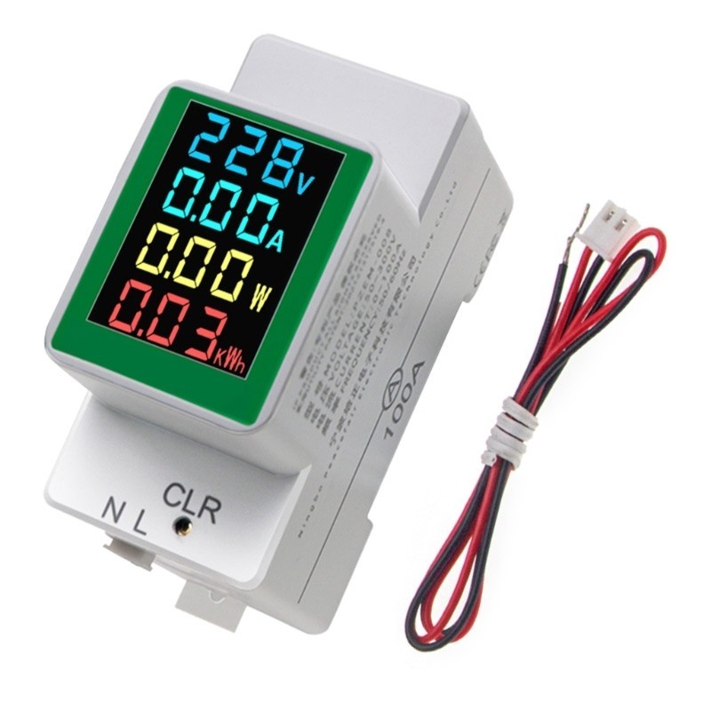Máy đo năng lượng một pha kỹ thuật số Bộ đếm điện AC50-300Volt 100A Đồng hồ đo điện