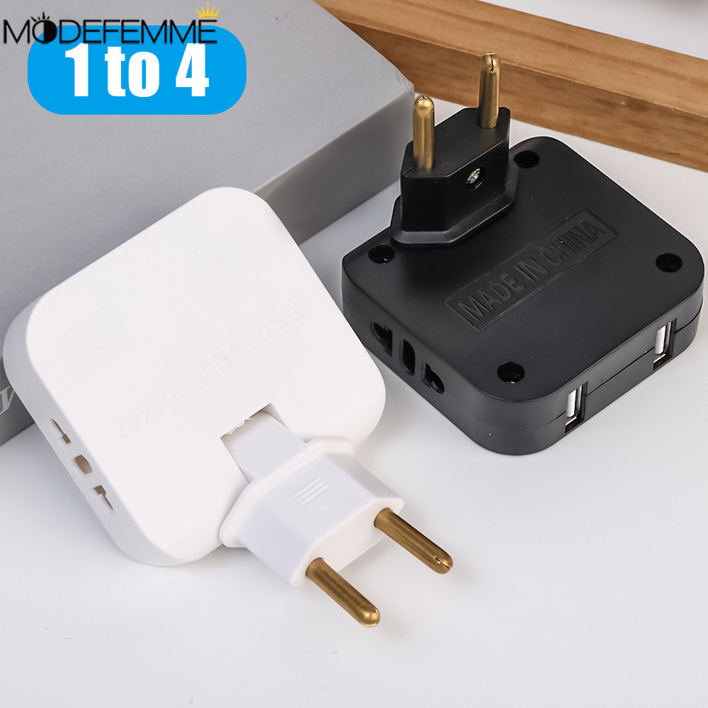 Phích cắm EU - Ổ cắm AC - Phích cắm EU xoay 180 độ - Bộ chuyển đổi ổ cắm USB sang EU 4 trong 1 - Ổ cắm chuyển đổi ổ cắm không dây Mini Mini đa lỗ - Ổ cắm mở rộng Ổ cắm AC