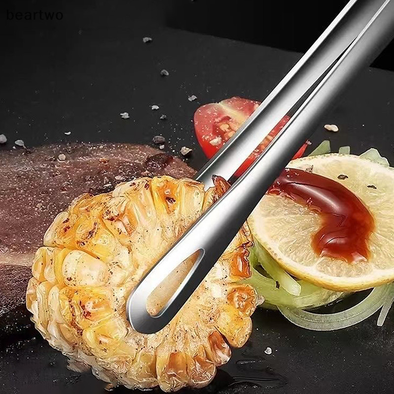 < Beartwo > Kẹp Thực Phẩm BBQ Kẹp Thịt Nướng Thép Không Gỉ Nhà Bếp Thực Phẩm Kẹp Thịt Chống Trơn Trượt Chống Dính Bít Tết Kẹp Dụng Cụ Nấu Ăn Nướng Nướng Đẹp