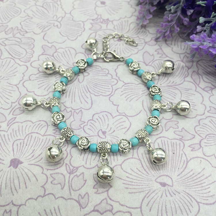 ❣️G GHGl Sẵn Sàng Nhỏ Tươi Phong Cách Dân Tộc Bohemian Retro Tây Tạng Vòng Tay Bạc Nữ Chuông Vòng Chân Cổ Retro Trang Sức