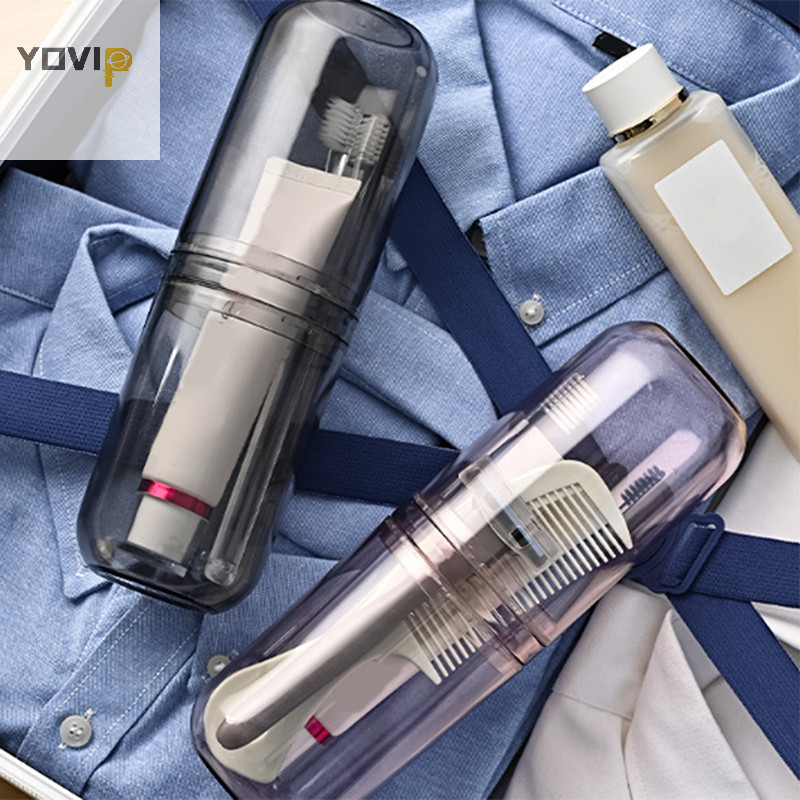Yovip Kem Đánh Răng Trong Suốt Đựng Bàn Chải Đánh Răng Du Lịch Phòng Tắm Tổ Chức Di Động Cốc Rửa Hộp Bảo Quản Bàn Chải Nhựa Nước súc Miệng VN