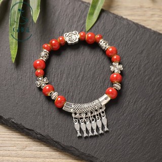 G GHGl Sẵn Sàng Mới Phong Cách Trung Hoa Jingdezhen Vòng Tay Gốm Phong Cách Dân Tộc Tua Cá Nhỏ Phong Cách Cổ Đại Văn Học Phù Hợp Với Vòng Tay Nữ Retro Phụ Kiện
