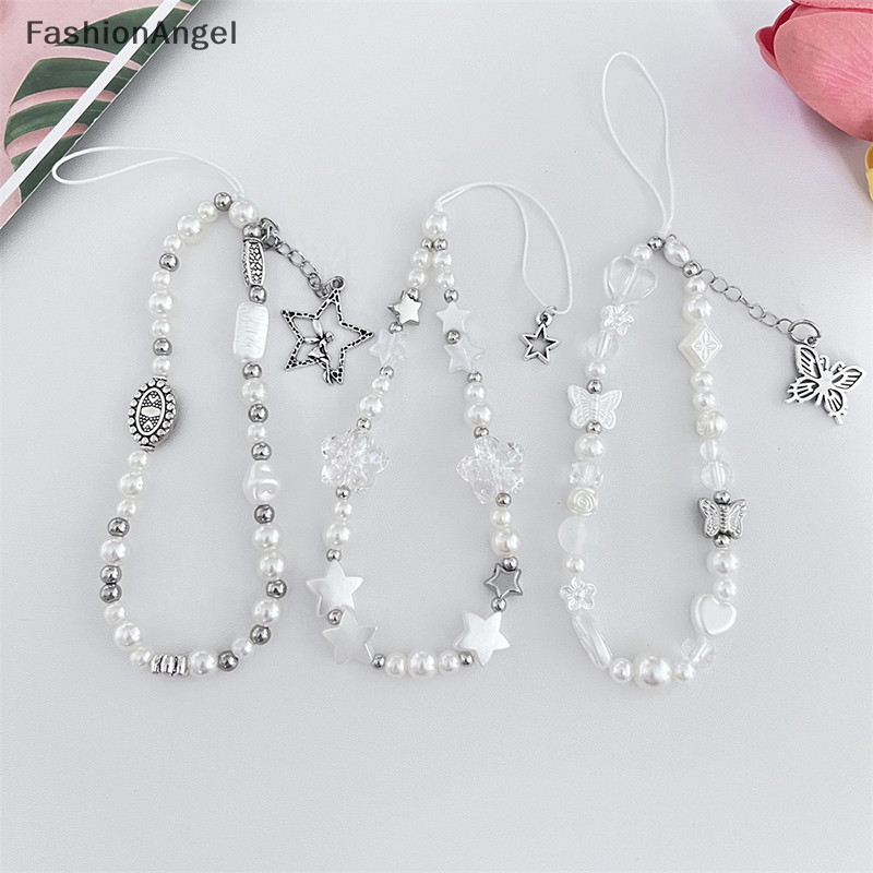 FashionAngel Dây chuyền đính hạt mặt bạc thời trang nữ, dây đeo điện thoại, trang sức TH
