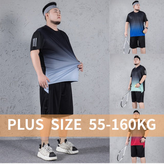[Plus Size] 2 Bộ Thể Thao Nam Tennis Ice Silk Thoáng Khí Oversize Chạy Bộ Quần Short Tay Ngắn Top