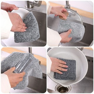 Sét 10 khăn lau tay lau bếp 2 mặt 2 chất liệu, màu ghi sạch sẽ SUNND