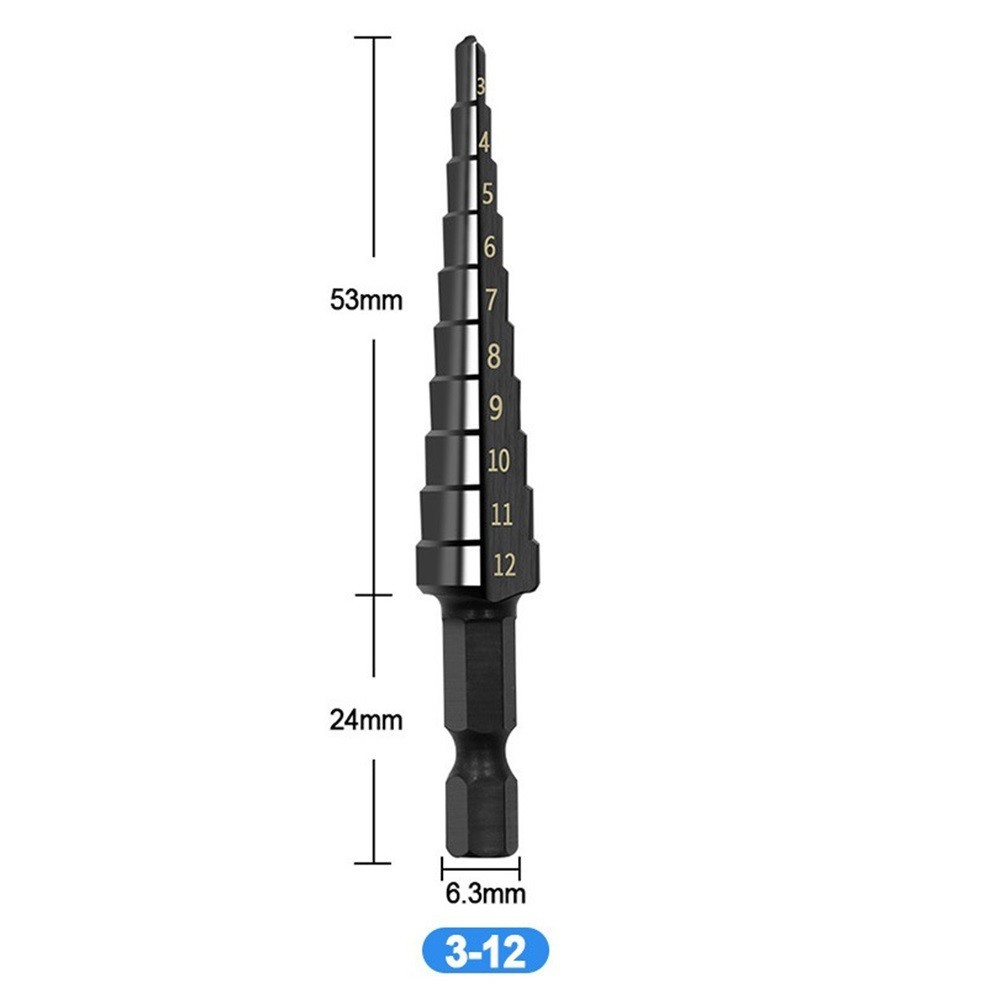 [Smellshi] Mũi khoan bước rãnh thẳng phủ nitơ 3-12mm 4-12mm 4-20mm Máy cắt lỗ