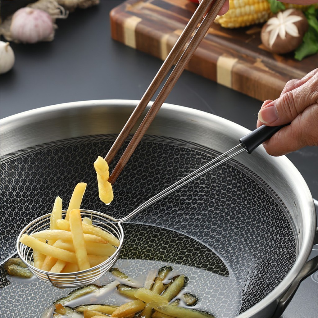 Vợt múc Topping trân châu, vợt múc lẩu inox cán đỏ siêu bền, siêu tiện lợi FE123