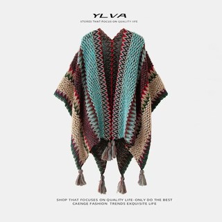 Khăn Choàng Sản Phẩm Mới Qinghai Tân Cương Dashawl Mặc Ngoài Nữ Phong Cách Dân Tộc Đan Vân Nam Du Lịch Mặc Ảnh Áo Khoác Áo Khoác