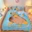 ST2 Hoạt Hình Dễ Thương Capybara 3IN1 Ga Trải Giường Chăn Gối Chất Lượng Cao Cấp Bộ Chăn Ga Gối Nhà Phòng Ngủ Có Thể Giặt Được Phù Hợp Với