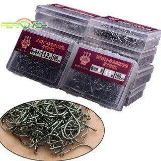 [Fernweh] 1 Hộp Móc Câu Cá Vòng Tròn Thép Carbon Cao Cấp Nước Ngọt Fishhook Lỗ Cá Chép Mạnh Mẽ Giải Quyết Cá Chất Lượng Cao [MỚI]