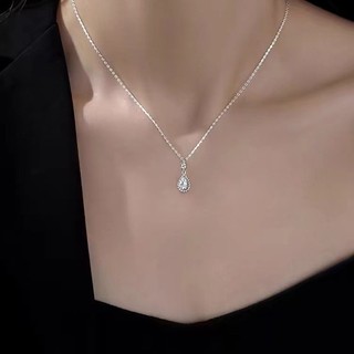 S925 Sterling Bạc Giọt Nước Vòng Cổ Đơn Giản Thời Trang Nữ Món Quà Trang Sức
