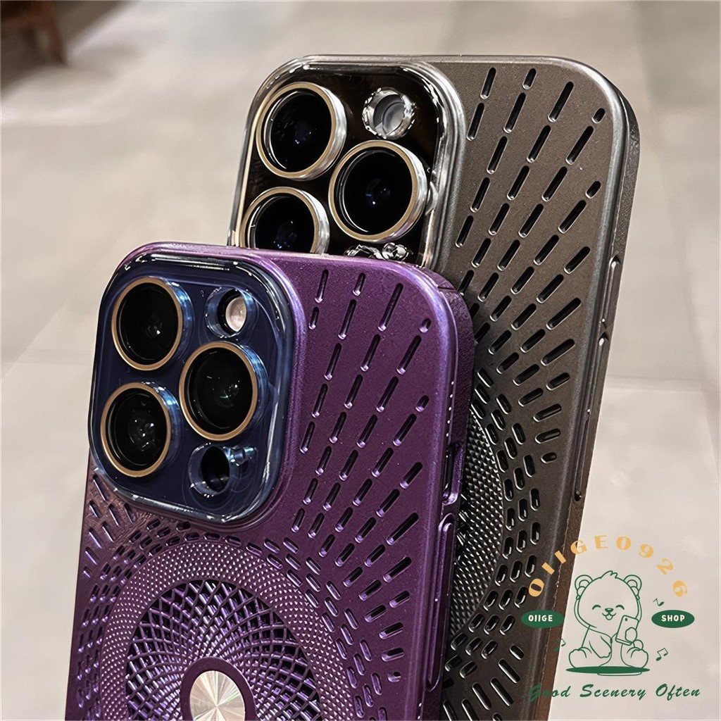 【 Ốp lưng iphone16 】 Vỏ điện thoại tản nhiệt từ tính màu sa mạc iphone16 Pro Max 15 14 13 12 vỏ cho vỏ iPhone Vỏ mềm silicon TPU chống sốc