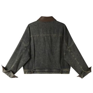 GKSSS áo khoác denim nam Phong cách đường phố Mỹ dáng rộng giản dị, phong cách trung tính chất lượng cao
