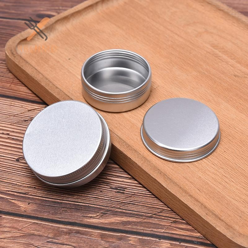Rrlnmd > 5 Chiếc Nhôm Mini Tròn Thiếc Hộp Đựng Kim Loại Chai Bảo Quản Bình Vít Nắp Hộp Mới