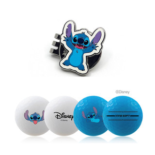 [VOLVIK] Bộ bút đánh dấu và 4 quả bóng golf thiết kế Disney Stitch (Vàng/Xanh)