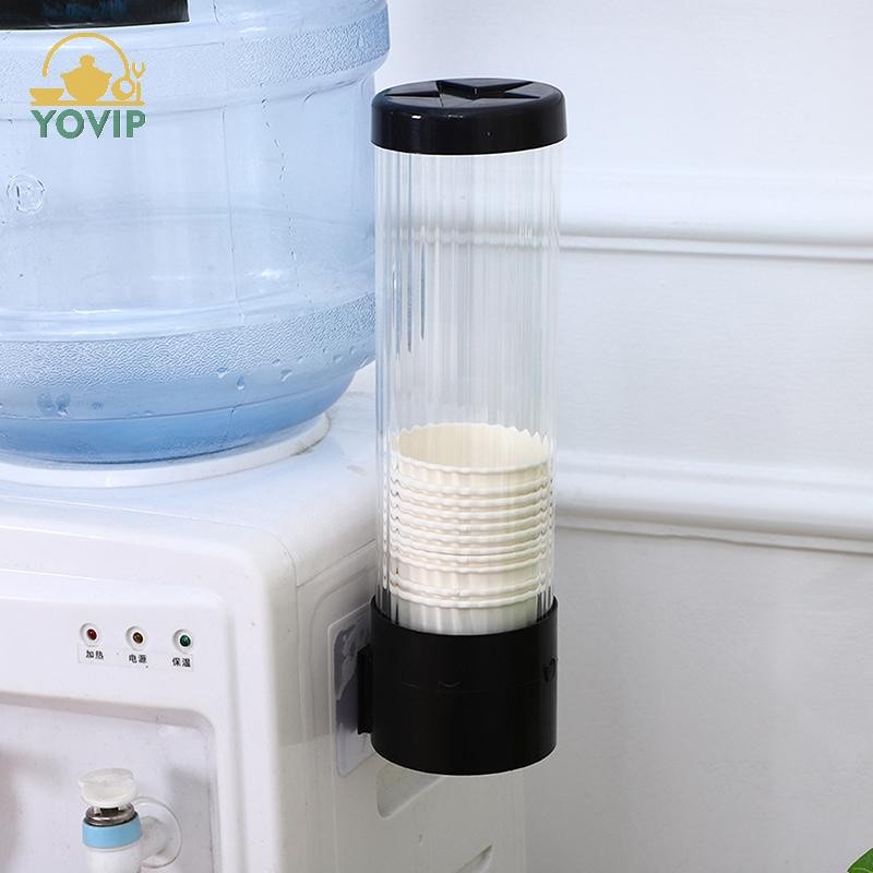 YOVIP Giá để cốc treo tường tự động cho máy nước, hộp đựng cốc giấy dùng một lần bằng nhựa