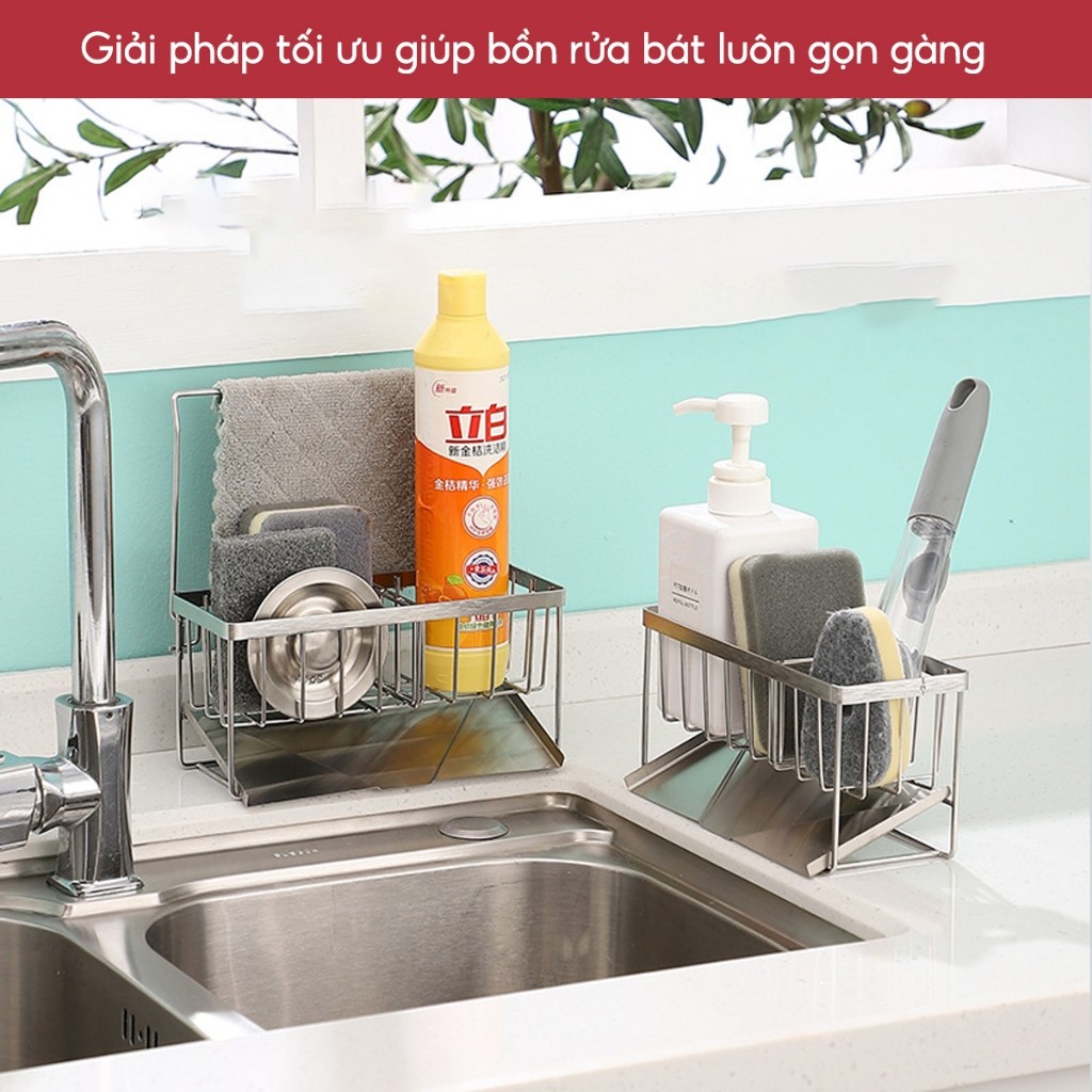 Giá Để Đồ Rửa Chén Bát inox 304 chống rỉ Kệ Đựng Đồ Bồn Rửa Bát Tiện Lợi Kèm Khay Hứng Nước