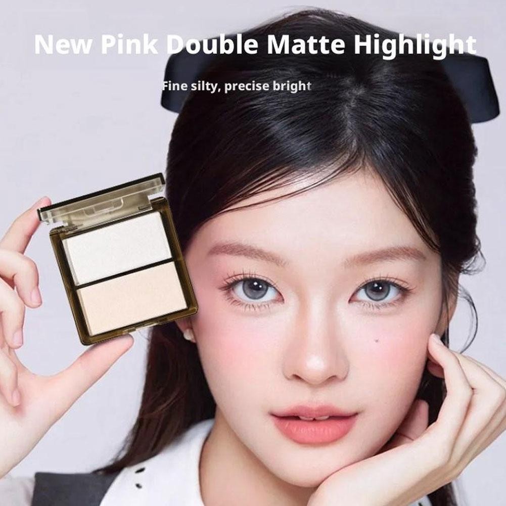 Bảng highlighter hai màu Trái Matte Finish Right Face Highlighter Middle Shadow Eyes E7z5