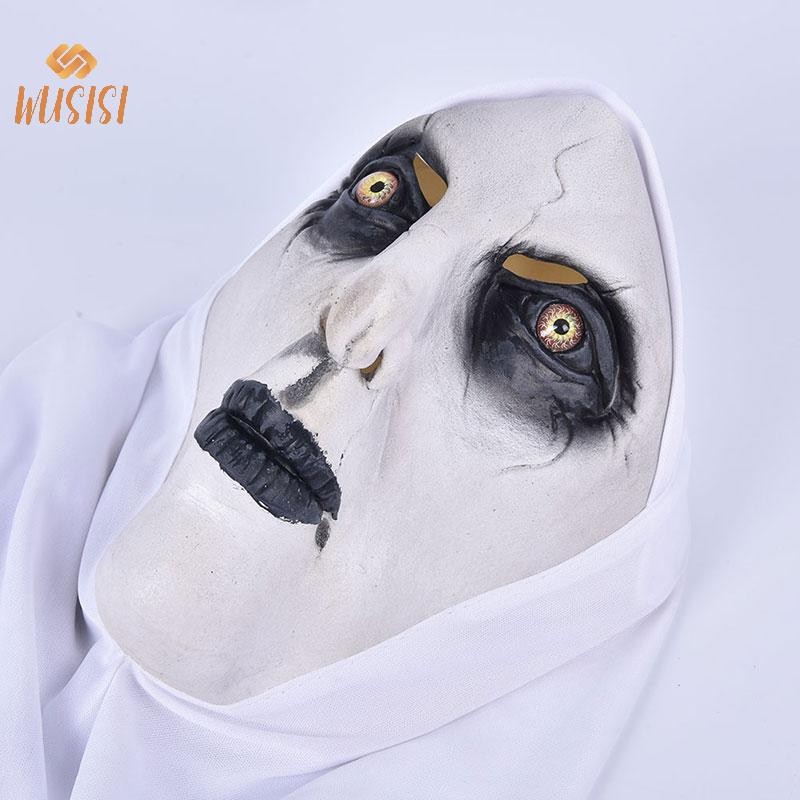 [WUSISI] Mặt nạ cao su nữ tu đáng sợ kinh dị kèm khăn trùm đầu Valak Cosplay cho trang phục Halloween MỚI