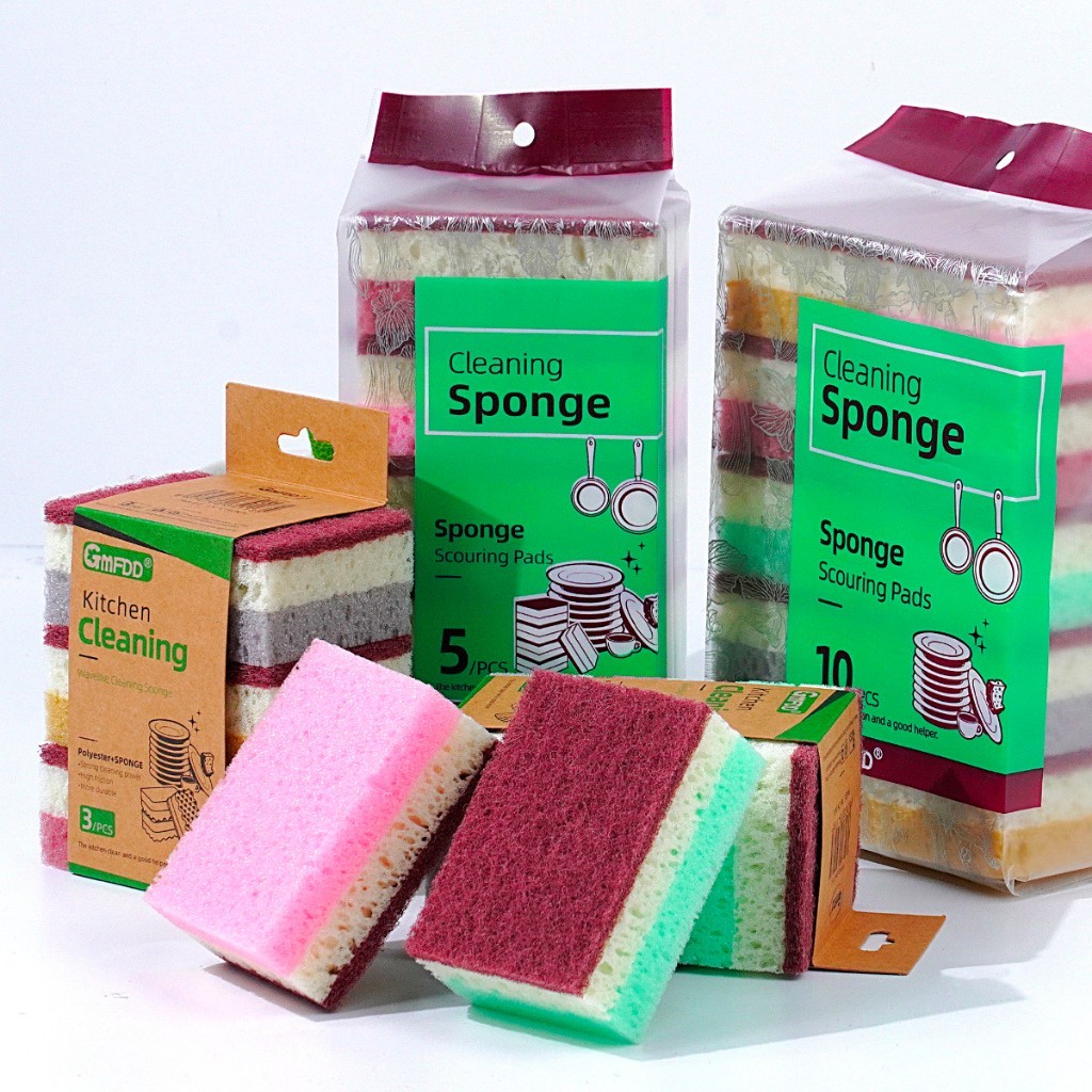 SET 5 Miếng cọ rửa chén bát (NHIỀU LỚP BÁNH BÒ) tiện dụng ,Miếng bọt biển BÁNH BÒ cọ rửa xoong nồi