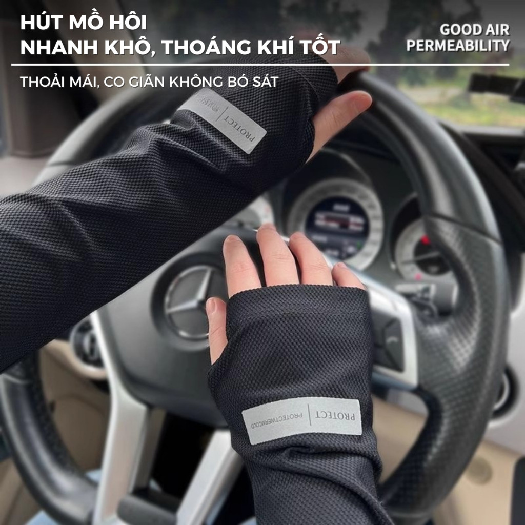 Găng Tay Chống Tia UV Cao Cấp - Mềm Mại, Đàn Hồi, Thoáng Khí, Phụ Kiện Thời Trang Đi Biển/Phượt