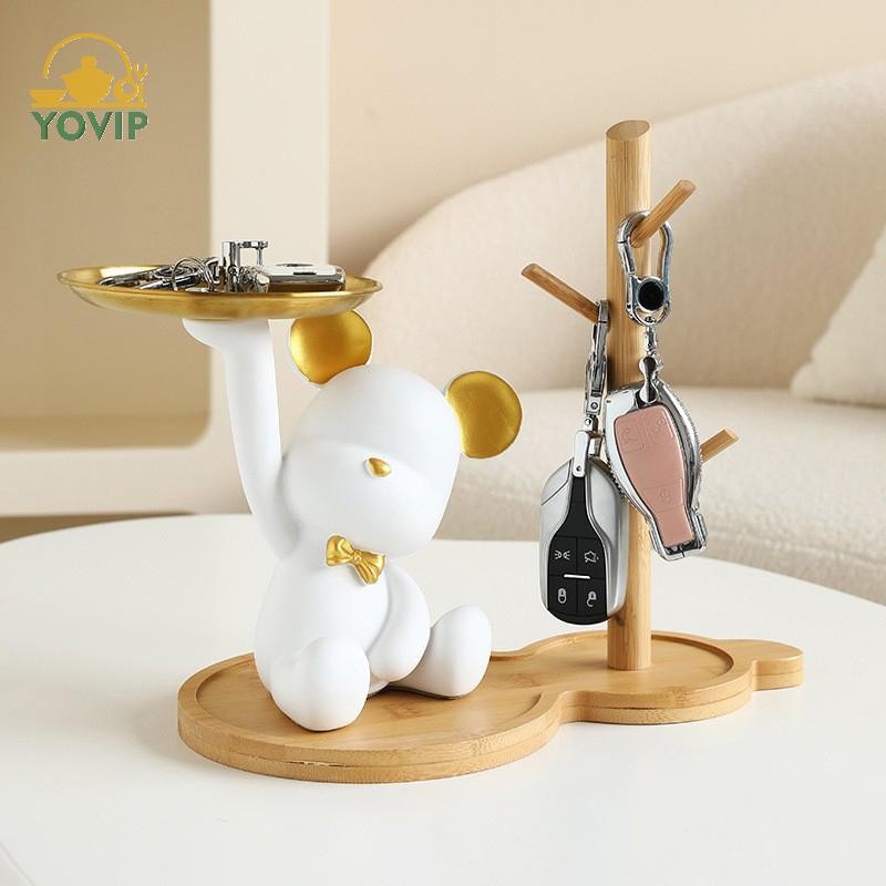 YOVIP Mới Bắc Âu Cây Tre Nhánh Khay Bảo Quản Phòng Khách Để Bàn Móc Khóa Trang Sức Màn Hình Khung Khay Trang Trí Đồ Trang Trí VN