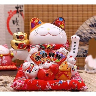 Mèo Thần Tài Phú Quý Vẫy Tay Ngoắc Lộc 3 Màu Trắng, Vàng, Đỏ