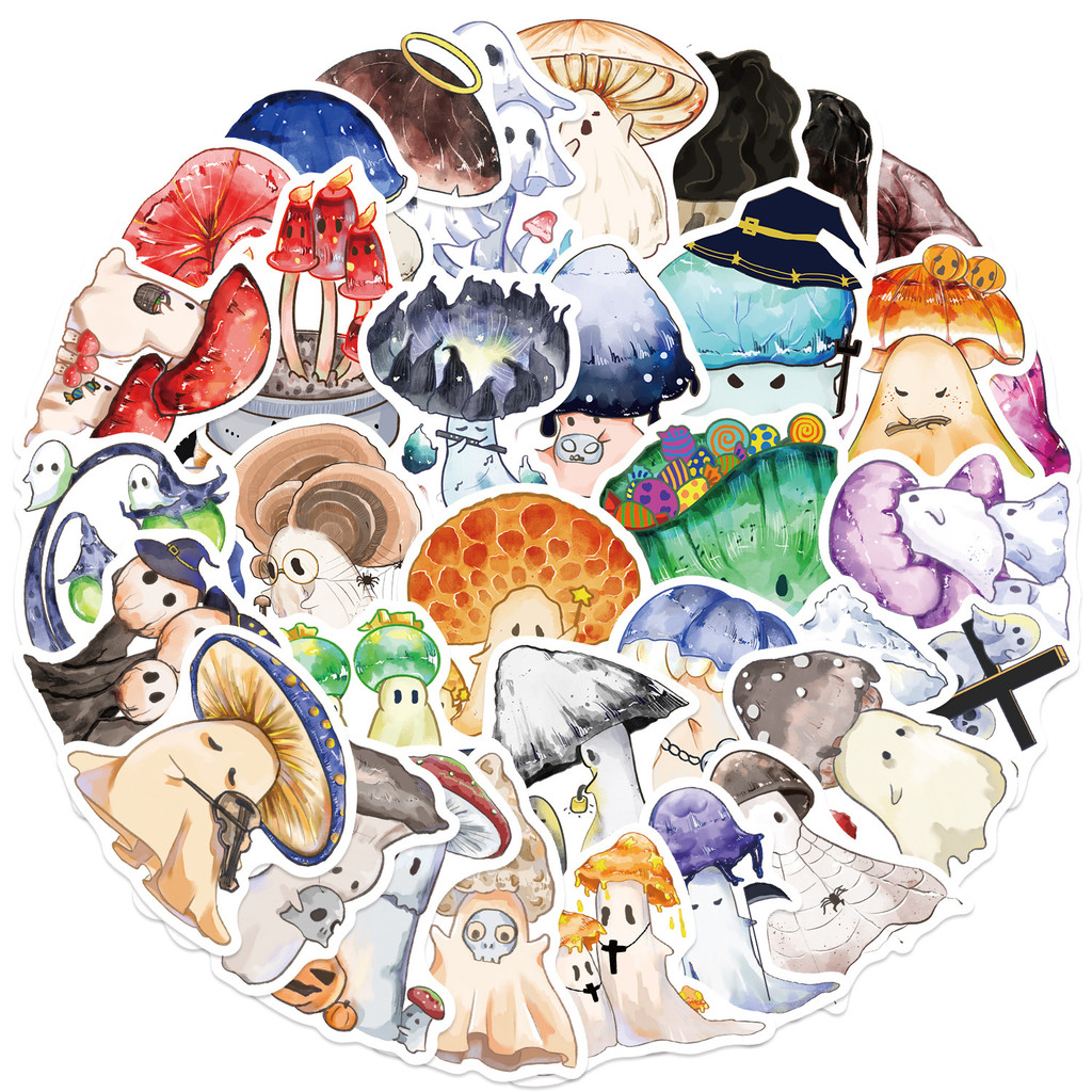 Phim hoạt hình Halloween Mushroom Ghost Sticker - 50 CÁI Graffiti chống ...