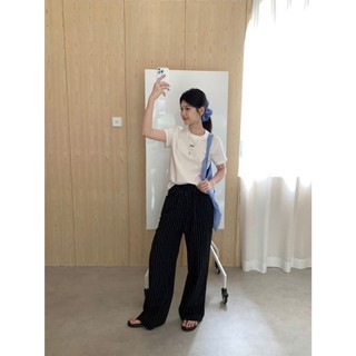 Quần dài  kẻ phối sọc cạp chun ống rộng nam nữ mẫu mới new