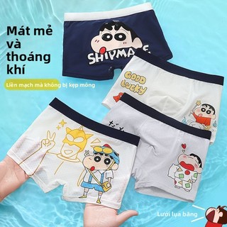 Quần lót lưới Shin cho bé trai – Quần sịp hoạt hình 4 cái mát lạnh co giãn thoáng khí mùa hè
