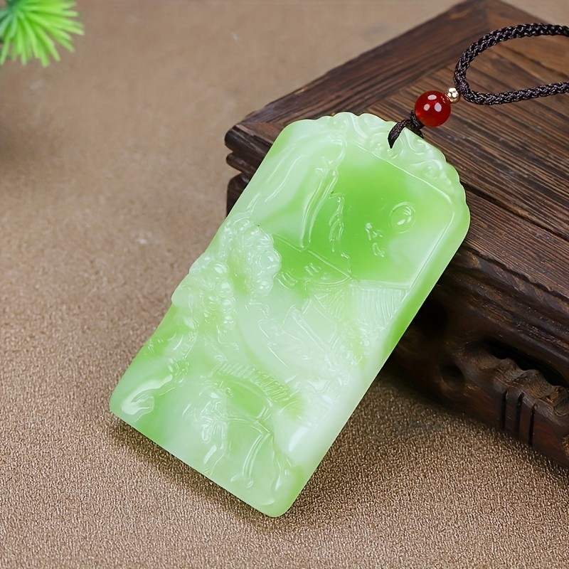 Nam Trang Sức Ngọc Lục Bảo Phong Cảnh Thương Hiệu Mặt Dây Chuyền Phong Cảnh Tranh Vòng Cổ Thời Trang Phù Hợp Với Áo Len Cha