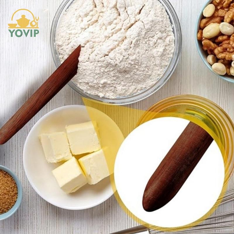 YOVIP 11 Inch Gỗ Bột Chua Bánh Mì Trộn Khuấy Dính Spurtle Gỗ Bột Đậu Nành Bánh Mì Dụng Cụ Làm Mái Chèo Khuấy Dính VN