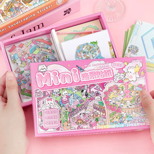 ENWEI 40 Cái [Bộ sưu tập cảnh thu nhỏ đóng hộp] Chất liệu dán phong cảnh 3D Kích thước nhỏ Phong cách hoạt hình Album ảnh Nhật ký Người lập kế hoạch Trang trí Nhãn dán văn phòng phẩm
