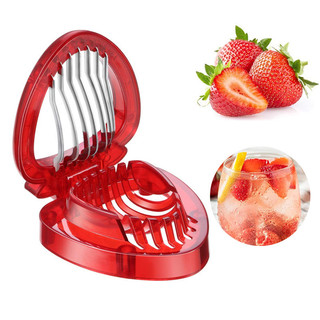 1 GÓI Máy Thái Dâu Tây Không Gỉ Bộ Cắt Trái Cây Cho Cốc Tráng Miệng Trang Trí Đế Bánh Trang Trí Bánh Mì Tự Làm thép không gỉ vải dễ sử dụng phù hợp dùng cho gia đình căn hộ văn phòng và không gian nhỏ