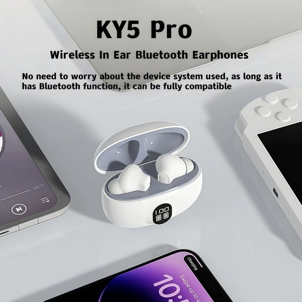 Tai nghe nhét tai Bluetooth không dây KY5 Pro có màn hình pin LED thông minh và gọi thoại độ phân giải cao