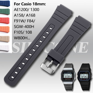 Dây đeo đồng hồ silicon 18mm cho Casio F91W F84 F105 / 108 / A158 / 168 / AE1200 / 1300 W800H SGW400 dành cho Đồng hồ đeo tay nam nữ màu vàng nhỏ cổ điển
