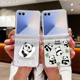Phim Hoạt Hình Họa Tiết Gấu Trúc Trong Suốt Ốp Lưng Điện Thoại Samsung Galaxy Z Flip 7 Flip 6 Flip 5 Flip 4 Flip 3 5G Full Bản Lề Cứng PC Gấp Bao Da Cho Samsung Z Flip 7 6 5 4 3