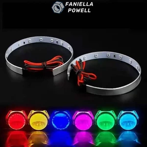 FANIELLAPOWELL 2 Cái / bộ Đèn pha xe máy ô tô, Đèn mắt quỷ quỷ 360 độ được sửa đổi, Nhẫn Halo đầy màu sắc siêu sáng 12V bền bỉ cho ống kính máy chiếu 2,5 3,0 inch