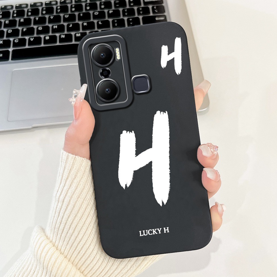 Infinix Hot 20Play X6825 Bao Infinix Hot 20 Play Case Chữ Thời Trang Đơn Giản Thiết Kế Họa Tiết A-Z Ốp Lưng Chống Sốc Silicon