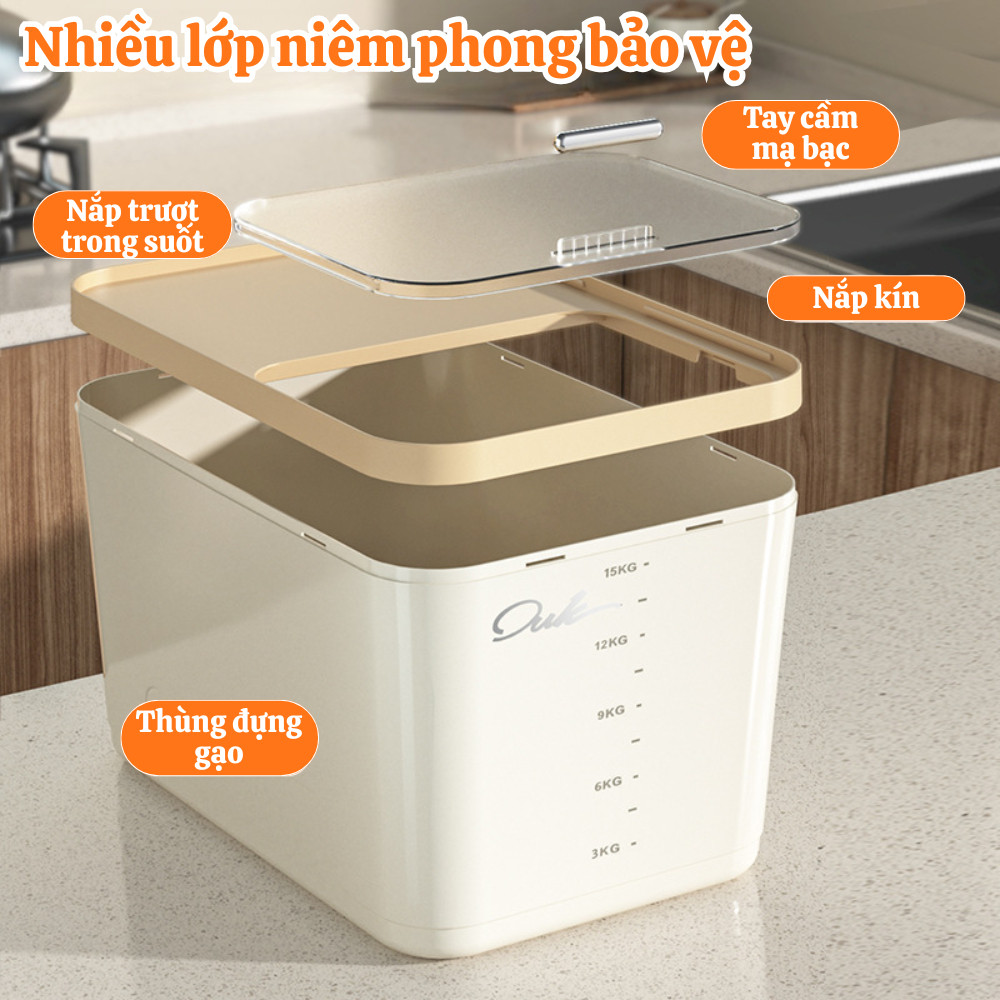 [SẴN - HỎA TỐC] Thùng đựng gạo nắp trượt thông minh  chống ẩm, côn trùng, Chất liệu PP cao cấp, 5-10-20kg ( HÀNG LOẠI 1)