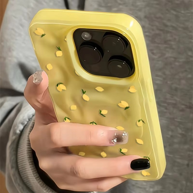Ốp Bảo Vệ Chống Trầy Xước Vàng Cho iPhone 11 12 17 13 14 15 16 Pro Max 14 Plus Gấp Họa Tiết Mềm Chống Sốc