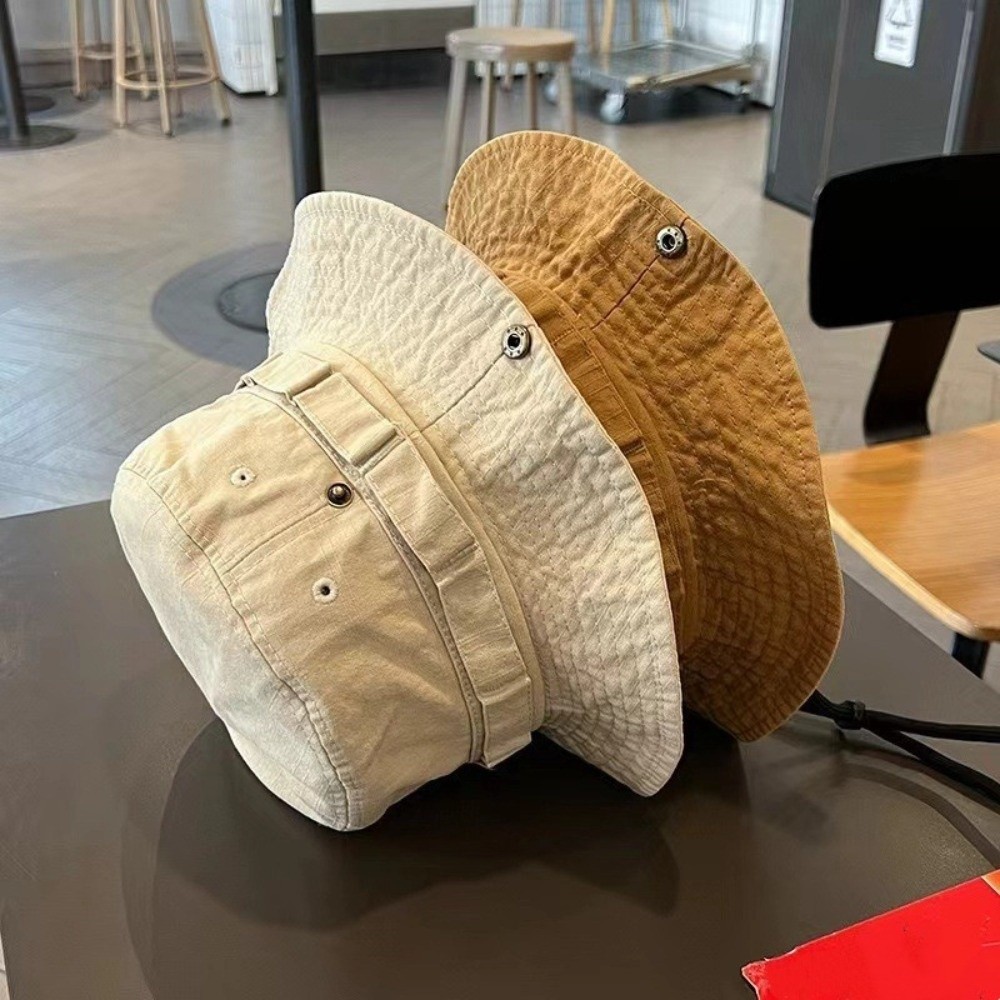 Mũ du lịch AWNGD unisex thiết kế ngư dân thêu, màu sắc đơn giản chống nắng, phù hợp cho đi bộ đường dài