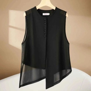 Phong Cách Trung Hoa Áo Vest Phong Cách Trung Hoa 2025 Thời Trang Không Đều Gạc Mỏng Phong Cách Chống Nắng Không Tay Top Mùa Hè