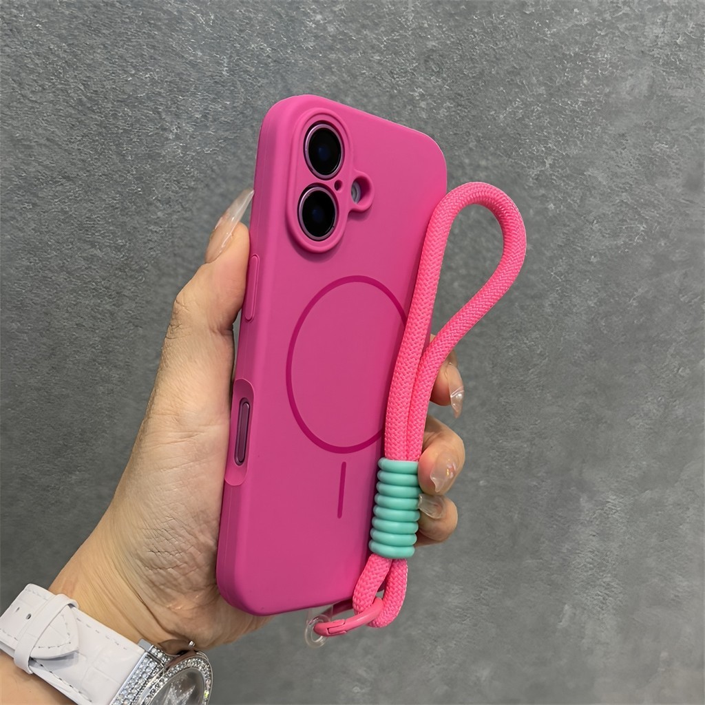 Ốp Lưng Mới Silicon Mềm Chống Vân Tay Mờ Cho iPhone 16 15 14 13 12 Pro Max Hồng Lanyar 15pro Sang Trọng 14pro Từ Tính Chống Sốc