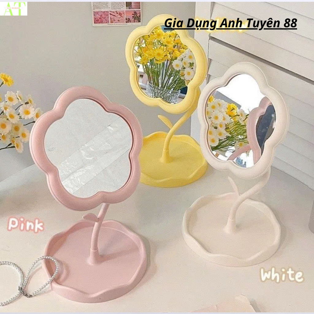 Gương decor để bàn trang điểm hình hoa xinh xắn AMIZIN