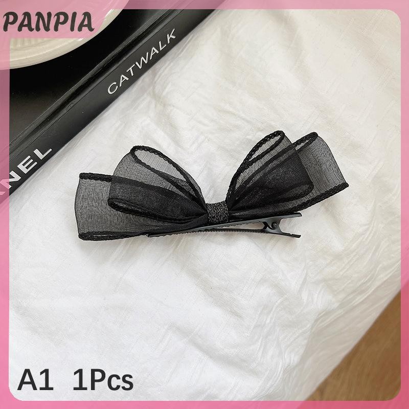 PNPIA-Đen Ren Hai Lớp Lưới Nơ Kẹp Tóc Cho Nữ Thời Trang Cô Gái Ngọt Ngào Sinh Viên Phụ Kiện Tóc